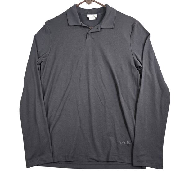 Brady Brand Long Sleeve Polo Shirt Men's Small Black Golf Casual Performance - Picture 1 of 8